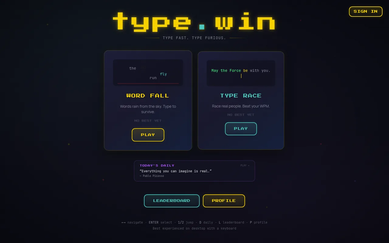 type.win, homepage